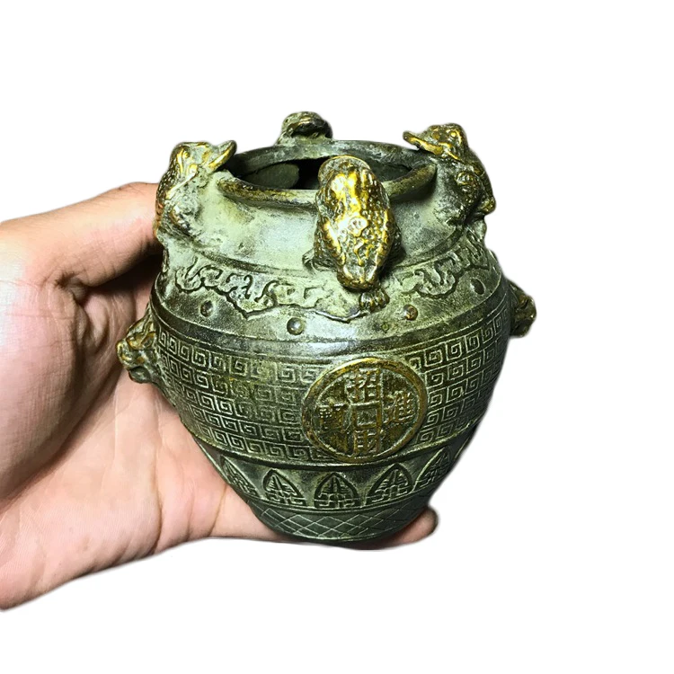 

LAOJUNLU Jinchan Pixiu медные банки латунь Zhaocai Jinbao бронзовые украшения имитация коллекция антикварных принадлежностей удача, Малый