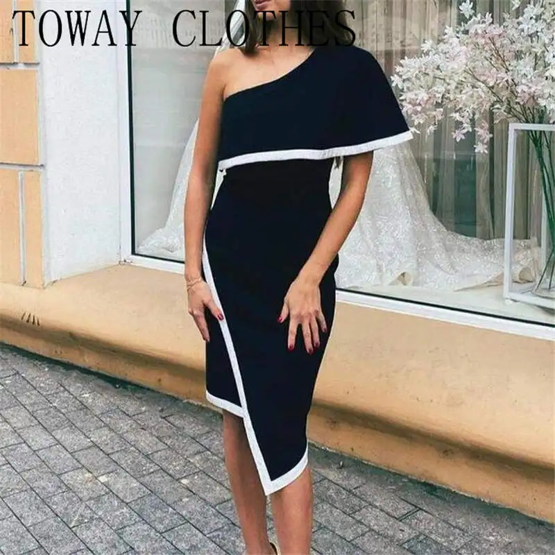 

Асимметричное Повседневное платье с одним открытым плечом и коротким рукавом, прямое соблазнительное летнее Клубное платье для женщин 2021