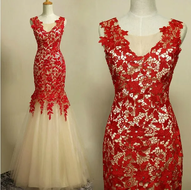 Красное Платье С Кружевом
