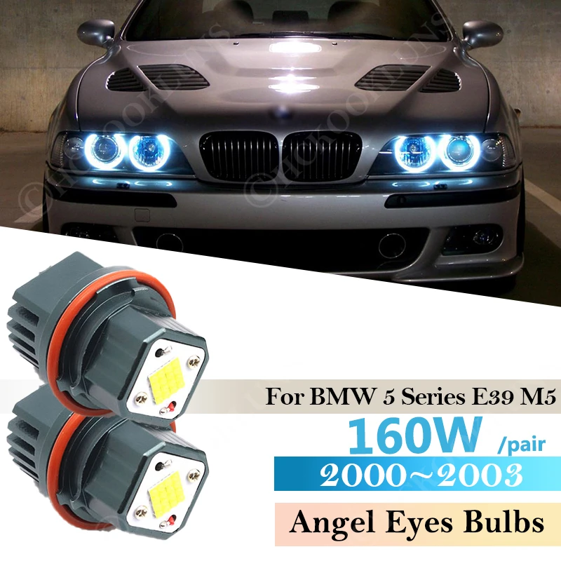 Angel Eye Bulb Headlight 160W pair For BMW 5 Series E39 M5 2000 ~ 2003 E53 E61 E83 E65 E66 E60 E63 E64 E87 Error Free LED Marker