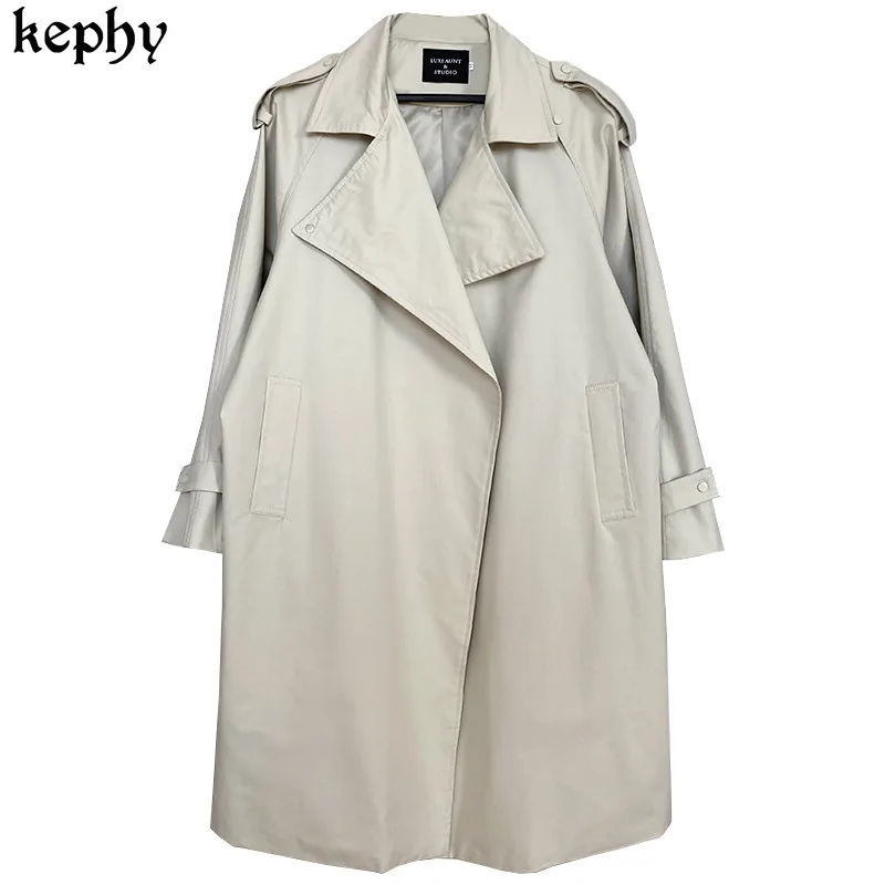 

2021 New Spring Autumn Long Windbreaker Female Loose Korean Coat trench women black trench coat Spring Clothes