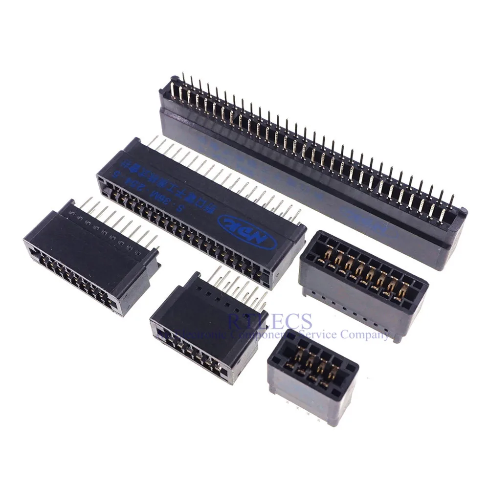5Pcs Разъем платы Edge Slot 2,54 мм шаг 8 10 12 14 16 18 20 22 24 26 28 30 36 40 контактов PCB золотой контакт с отверстиями.