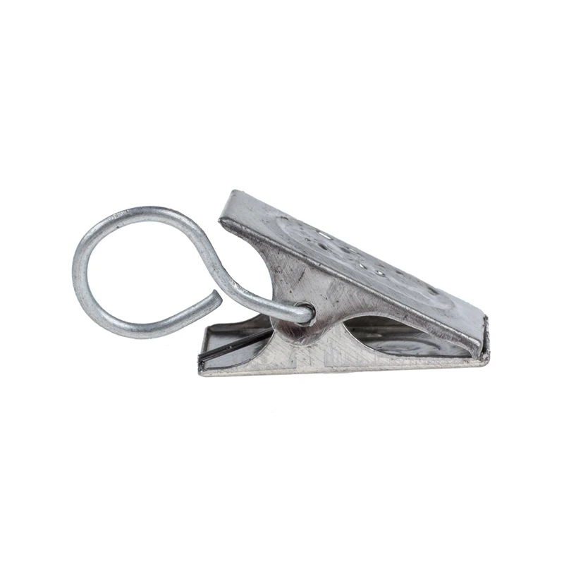 

20 Pcs Metal Silver Tone Sprung Curtain Drapery Clips w 7/16" Round Hook