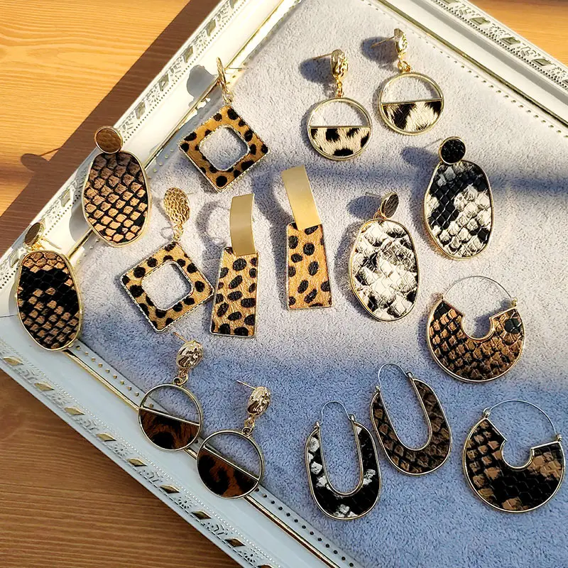 Просто Винтаж Леопардовый принт серьги для Для женщин 2019 с модным геометрическим