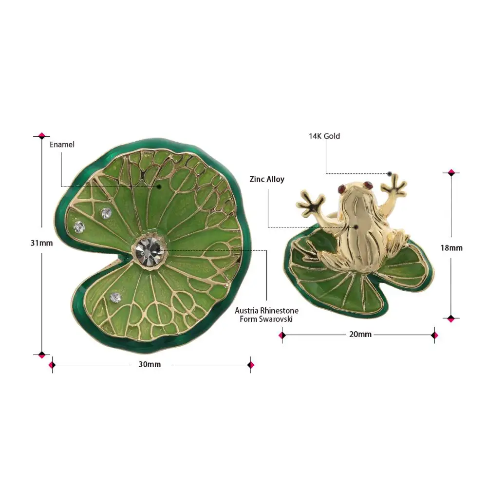 Neoglory милые лягушки и в виде листка лотоса броши для женщин зеленый эмалевой