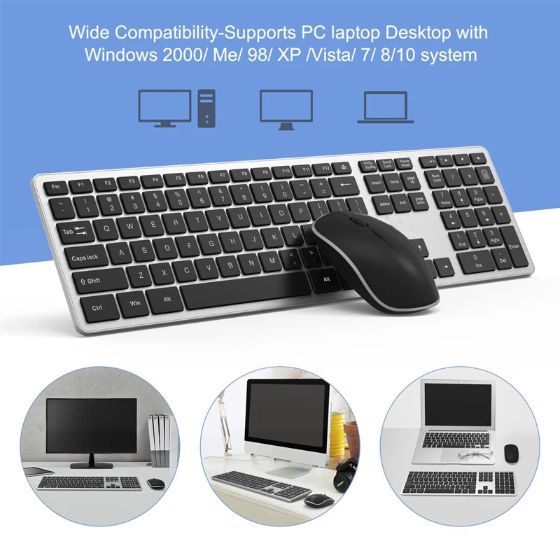 

2.4G Wireless Keyboard and Mouse Protable Mini Keyboard Mouse Combo Set For Notebook Laptop Mac Desktop PC Computer Smart TV PS4