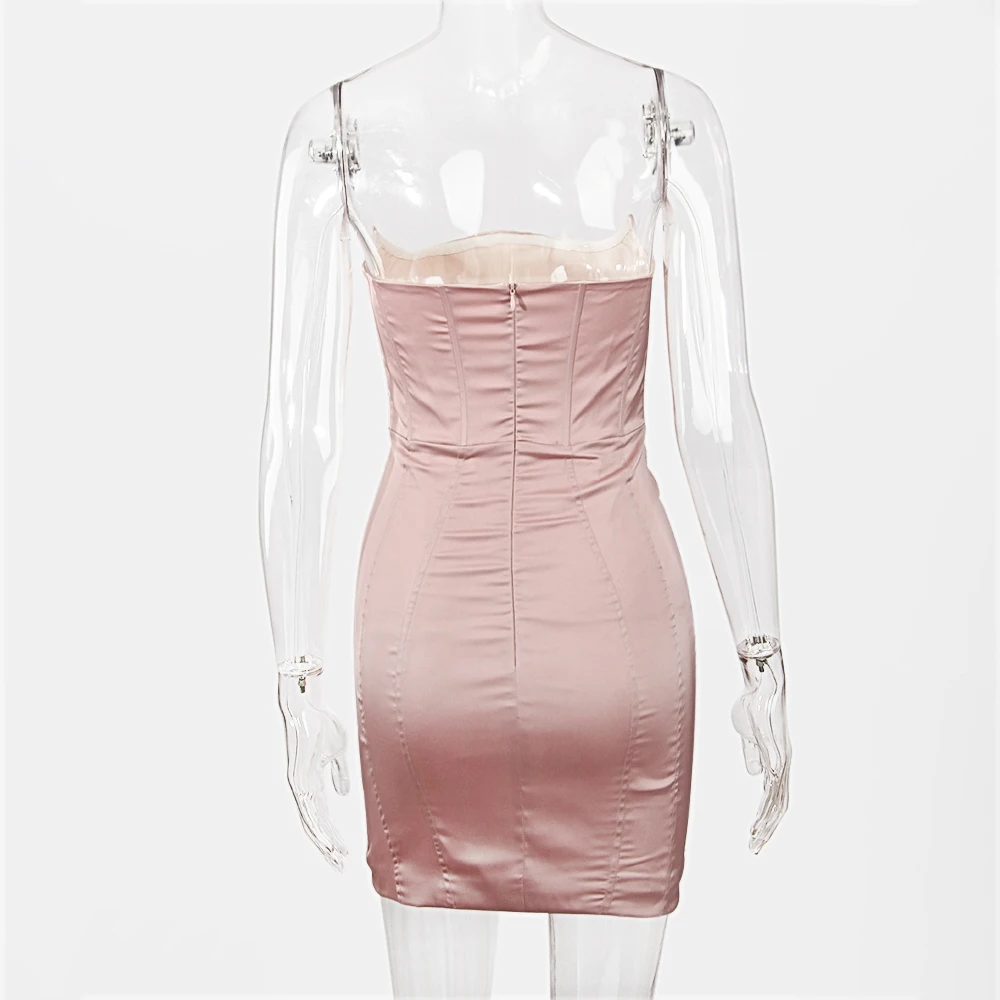 Атласное облегающее платье JillPeri без бретелек однотонный структурированный