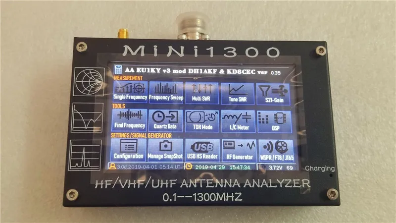 HF/VHF/UHF Mini1300 4 3 &quotсенсорный ЖК-дисплей 0 1-1300 МГц 13.GHz ANT SWR антенна анализатор метр +