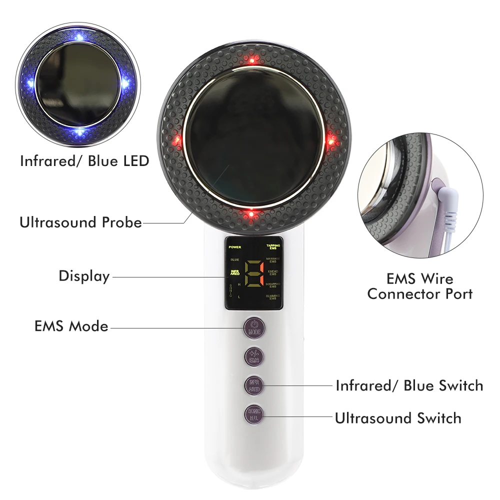 

Pastsky Ultrasound Cavitation Slimming Device Anti Cellulite 3 in 1 EMS Fat Burner Infrared Weight Loss Red Blue Light Skin Care
