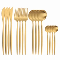 gold cutlery set fork spoon knife set tableware gold spoon stainless steel tableware dinnerware set 16 pieces forks knives spoon