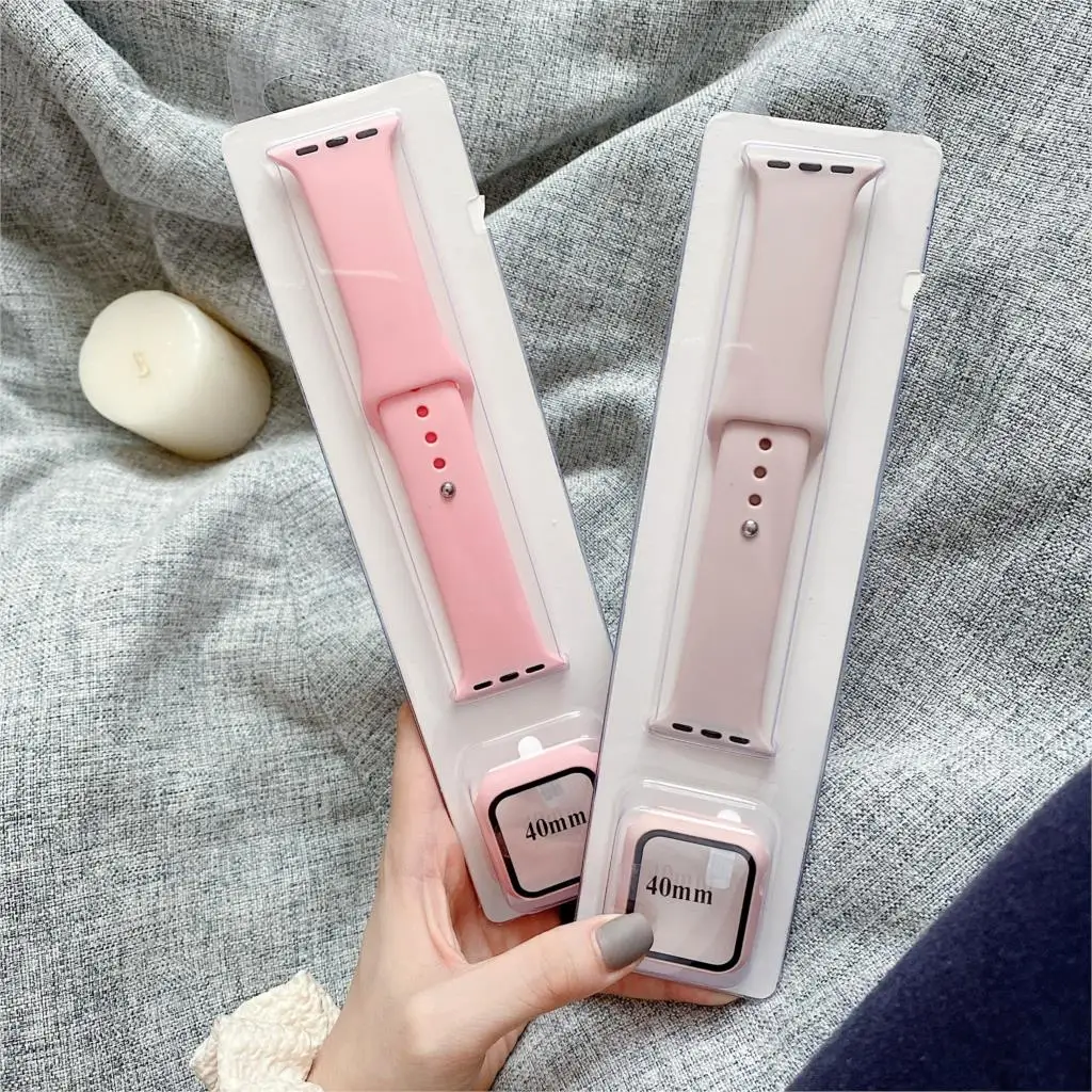 

Case+Strap for Apple watch band 42mm 38mm 44mm 40mm sport Silicone wristband bracelet for iwatch series 3 4 5 SE 6 belt