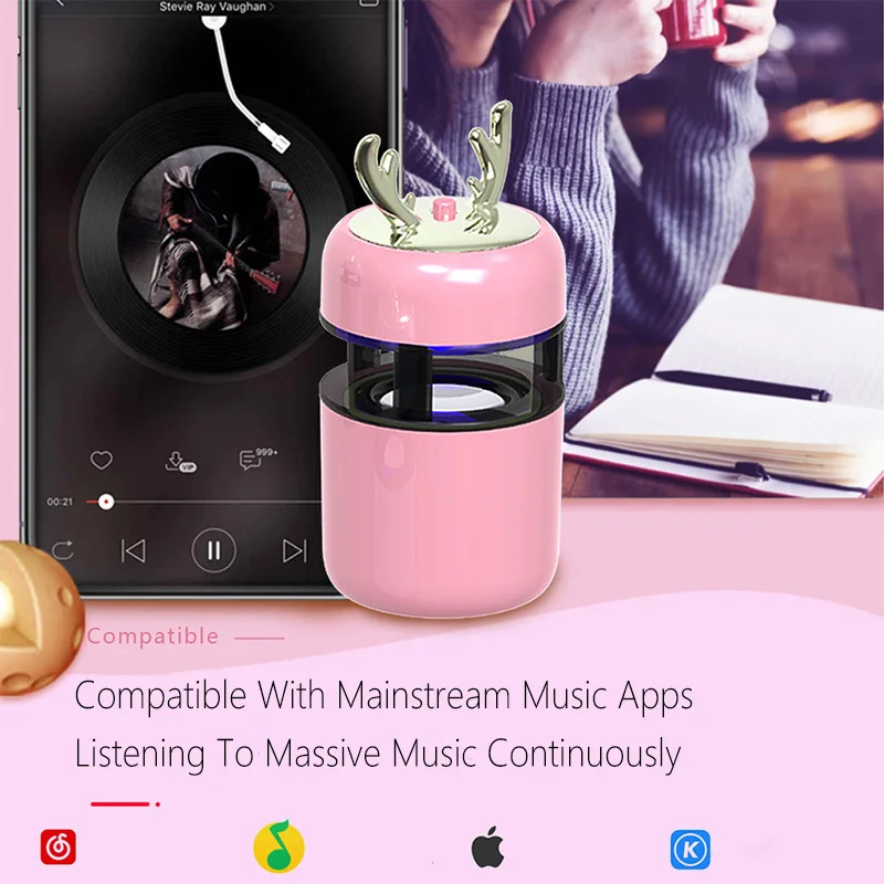 Милая Мини колонка с рогами многоцветная Портативная Беспроводная Bluetooth высоким