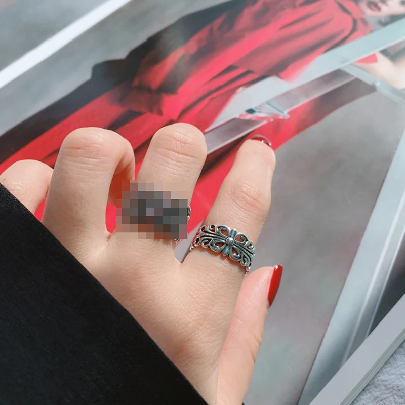 

2021 Trend Korean Cross Pattern Sterling Silver Creative Vintage Handsome Retro Pattern Wide Couple Men And Women Ring