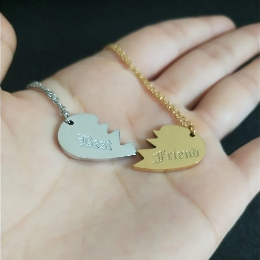BFF ювелирные изделия 2 шт. золото Старый английский письмо лучшего друга комплект ожерелья с подвеской в форме сердца Дружба подарок Сплит Сердце колье Colgantes Mujer Moda