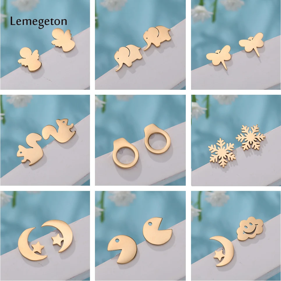 Lemegeton женские серьги золотого цвета Снежинка белка серьги-манжеты маленькие из