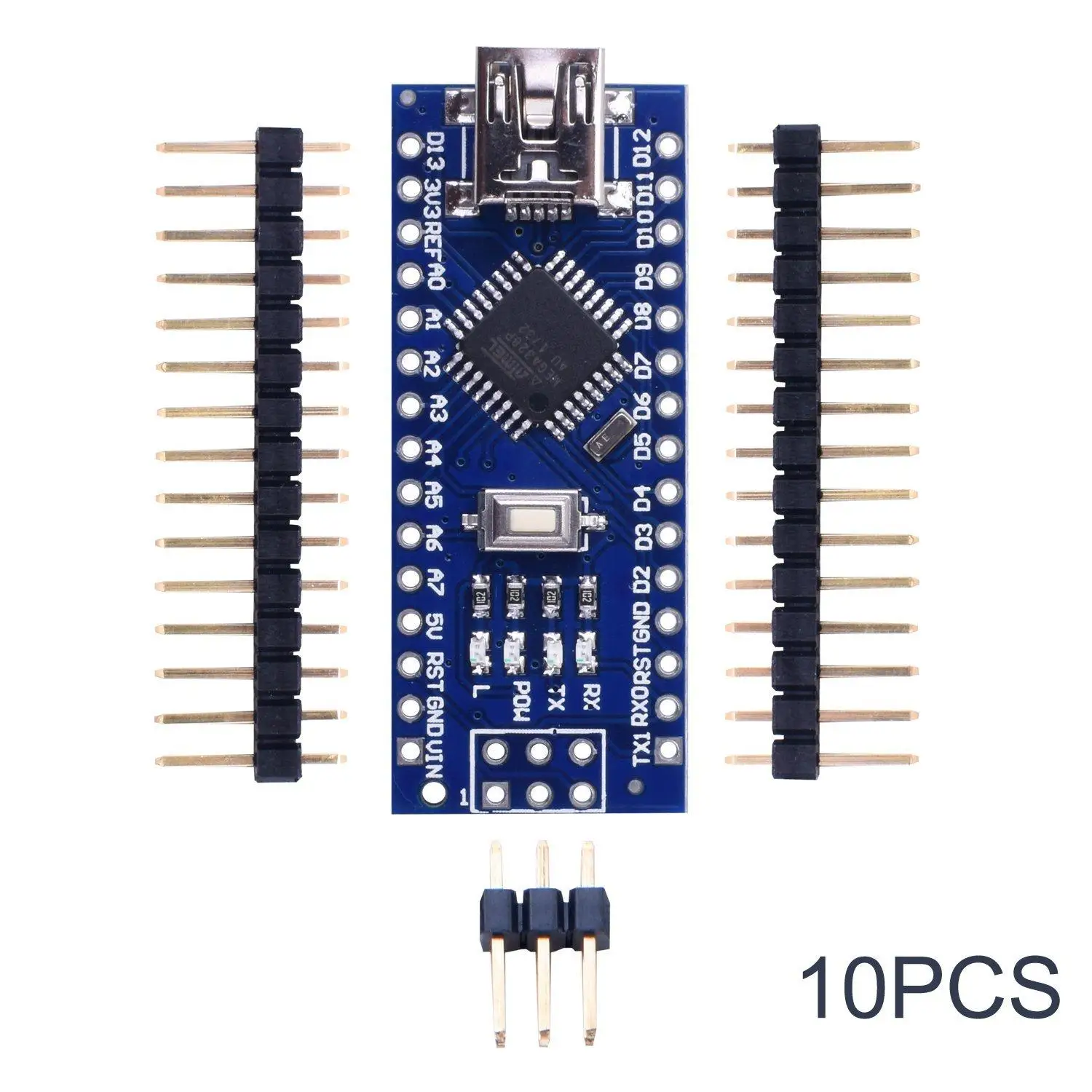 Плата Funduino Nano 3 0 Atmega328 для контроллера Arduino плата разработки модуля без USB 10 шт./лот