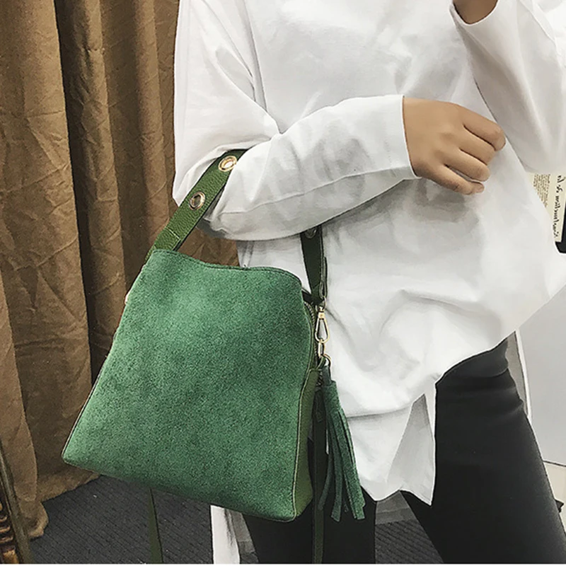 New Fashion Scrub Women Bucket Bag Vintage Tassel Messenger High Quality Retro Shoulder Simple Crossbody Tote | Багаж и сумки