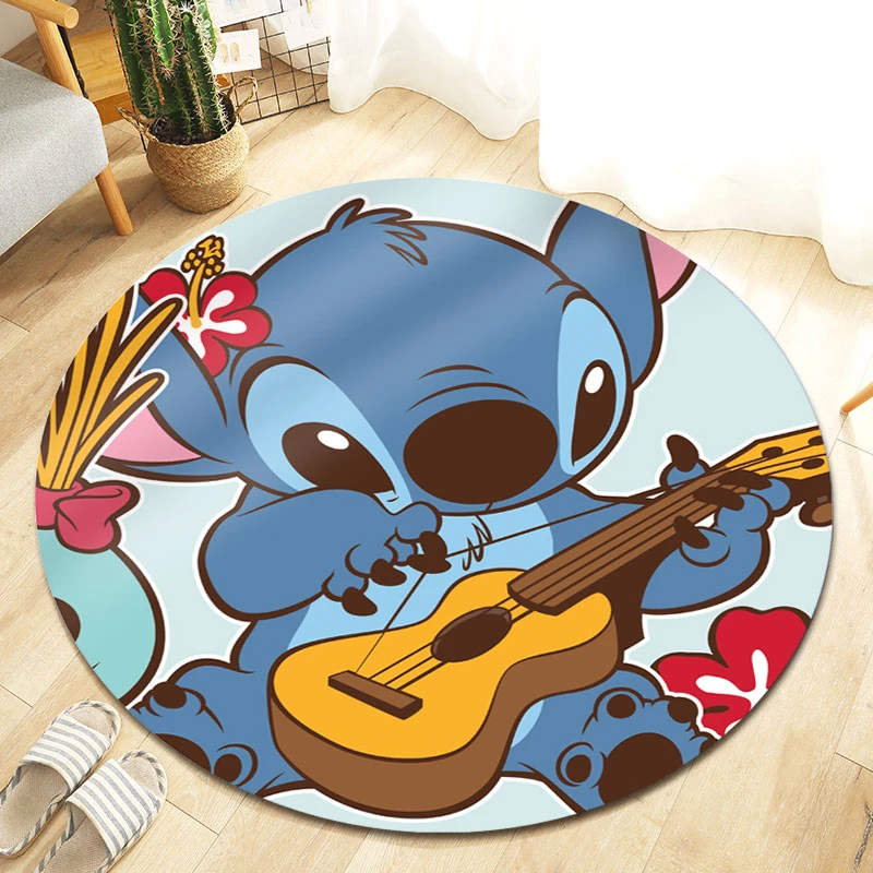 

Disney Lilo & Stitch Baby Playmat Round 100cm Carpet for Living Room Large Bedroom Area Rugs Anti Slip Floor Mat