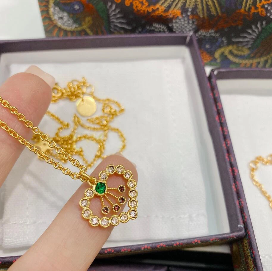 

2021 Fashion Colorful Rihnestone Heart Dangle Drop Earrings Stud Necklace Bracelet Chain For Women Lady Party Jewelry