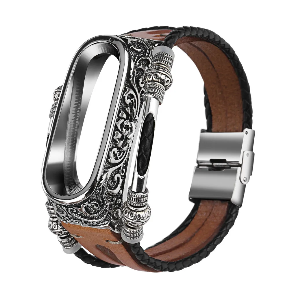 

Replacement Leather Wristband Band Strap+ Metal Case Quick Release Smartwatch Fashion Accessories For Xiaomi Mi Band 4