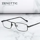 ZENOTTIC маленькие узкие прямоугольные очки, оправа для мужчин, Ретро прозрачные линзы, металлическая оправа, очки для мужчин, полная оправа, оптические очки для близорукости