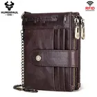 Мужской кошелек с RFID-защитой, тонкий кожаный, двойной, винтажный, короткий, мужской кошелек, кошелек для монет, многофункциональный, для карт, дизайнерская сумка на цепочке