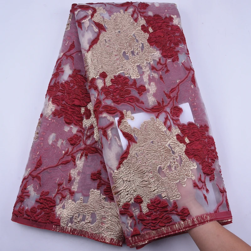 Красивая африканская кружевная ткань для платья Аппликация золотая линия