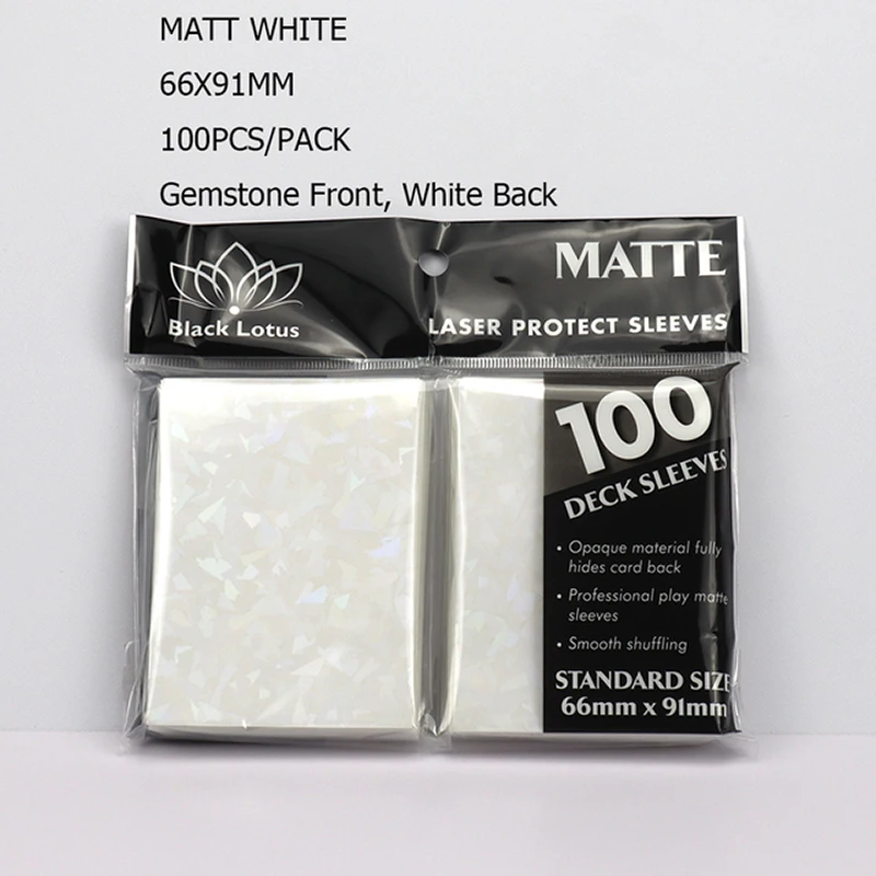 

200PCS/LOT Card Protector White Matte Broken Gemstone Glass Laser Card Sleeves 66x91mm Standard Card Holder For TCG/Pkm/MGT