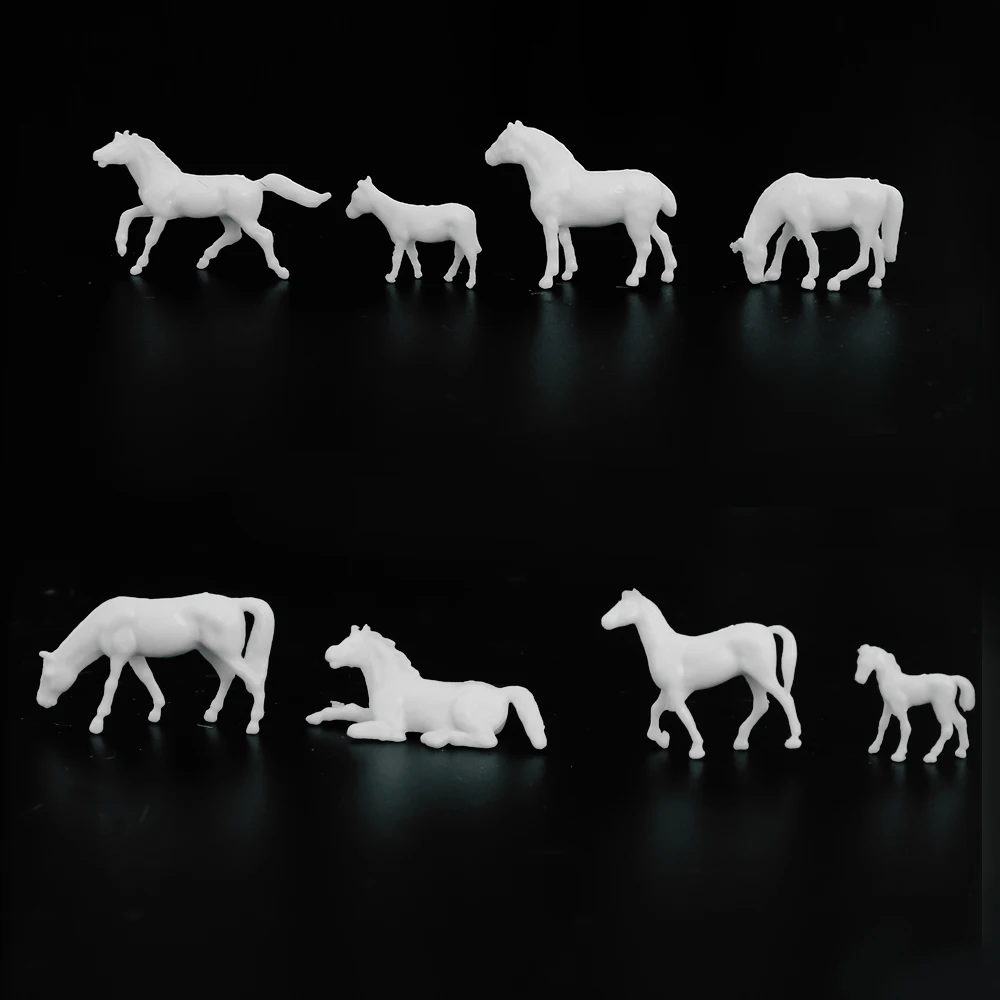 

DIY HO 1:87 Miniature Horses Model Making ABS Plastic Unpainted White Farm Animals For Diorama Architecture Farm Scene Layout
