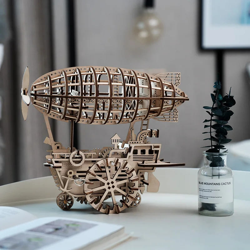 Robotime DIY подвижный дирижабль зубчатый привод по заводу 3D деревянная модель строительные наборы игрушки хобби подарок для детей и взрослых LK702