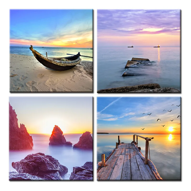 Настенная картина с изображением пейзажа заката пляжа | Дом и сад