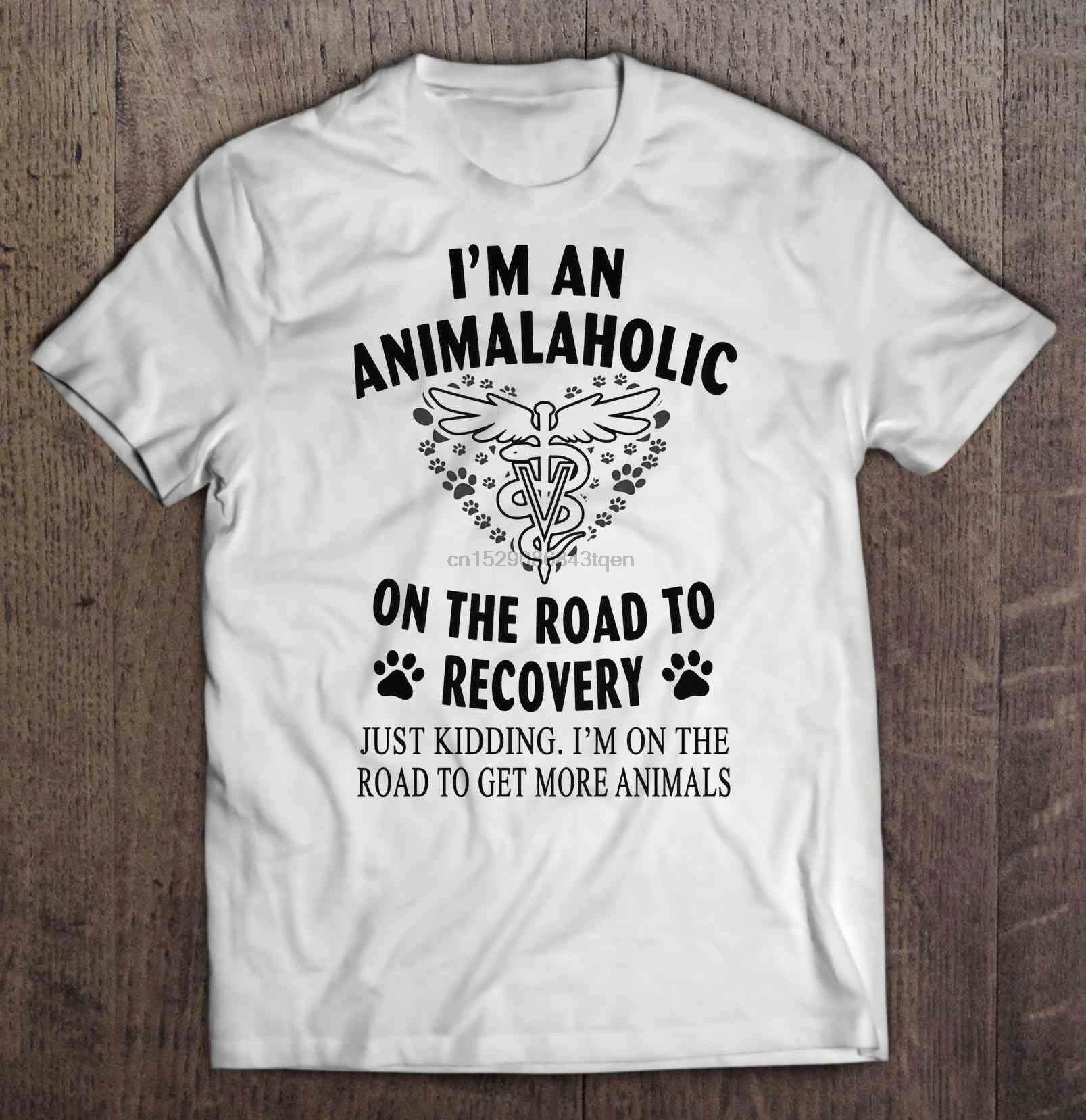 Мужская забавная Футболка модная футболка I m An Animalaholic On The Road To Recovery белая версия