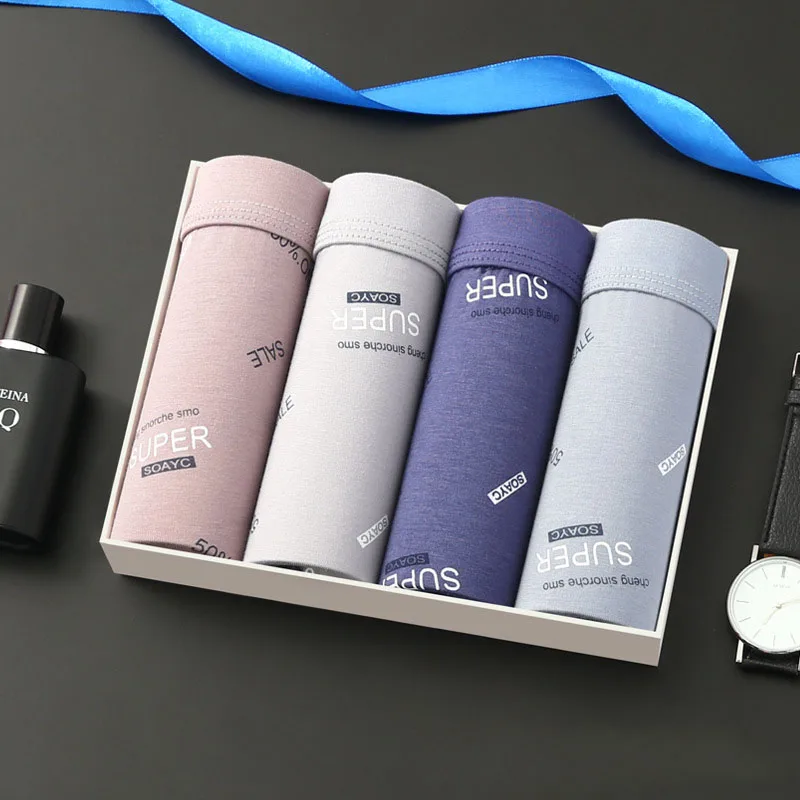 4pcs Boxer Shorts Underpants man Men's Panties Men Boxer Underwear Cotton for Mae Coupe Sexy Set Caecon arge Size ot Soft