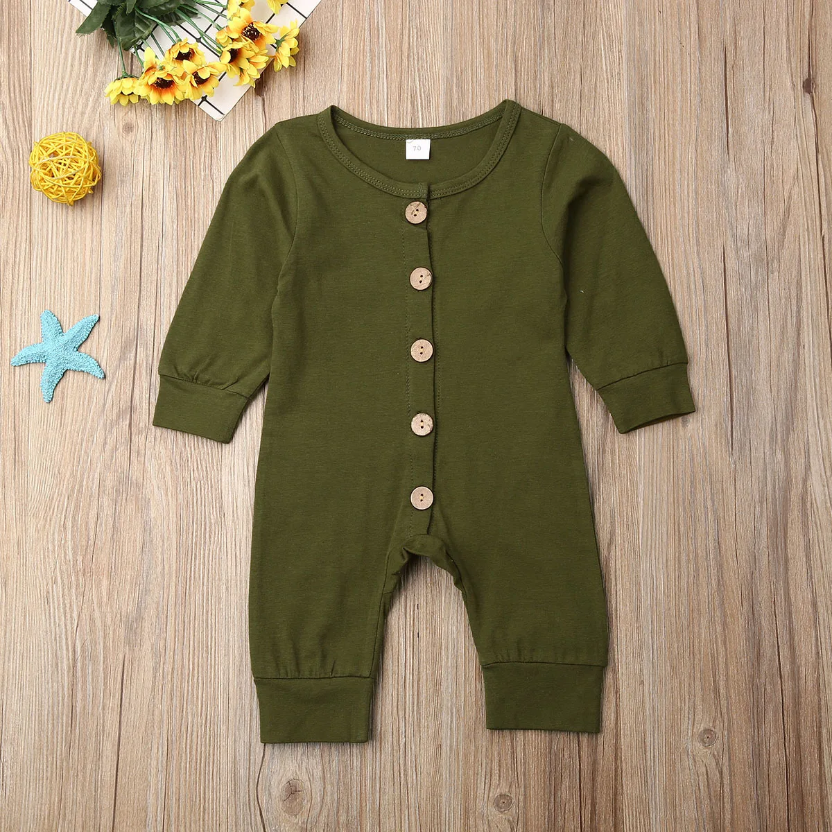 

Newborn Infant Baby Boy Girl 0-18M Button Romper Jumpsuit Fall Outfit Clothes
