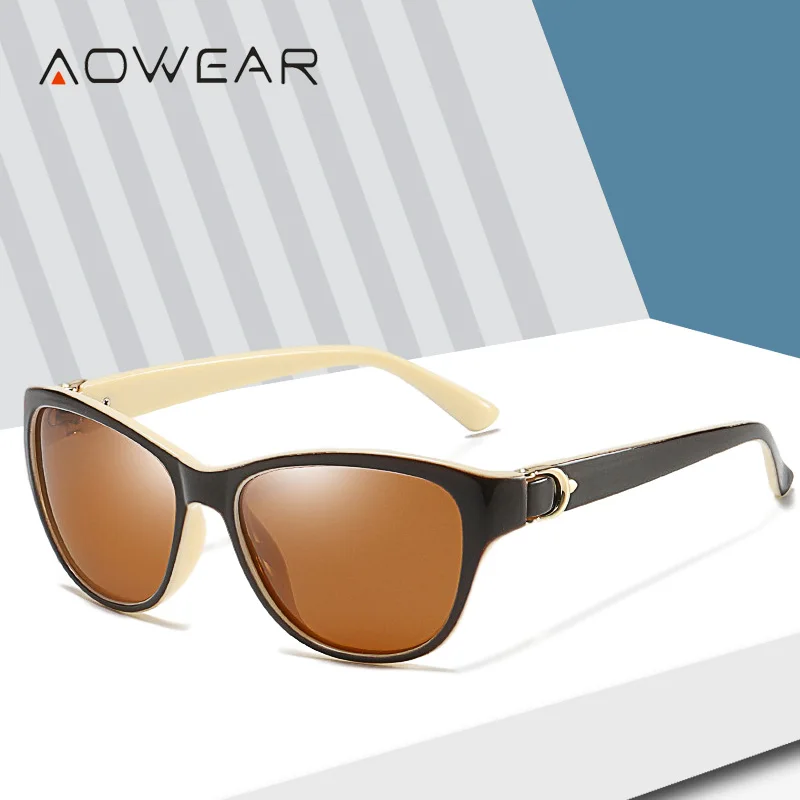 

AOWEAR Vintage Sunglasses Women Polarized Retro Sun Glasses Ladies Fashion Brand Designer Shades Eyewear with Case Oculos