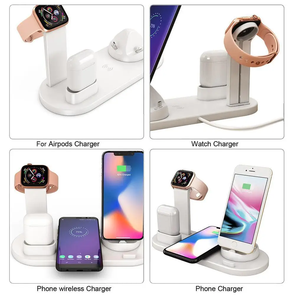 3 в 1 QI Беспроводная зарядная док-станция для iphone X XS MAX XR 8 Plus USB 10W быстрая зарядка подставка для Apple Watch Air pods