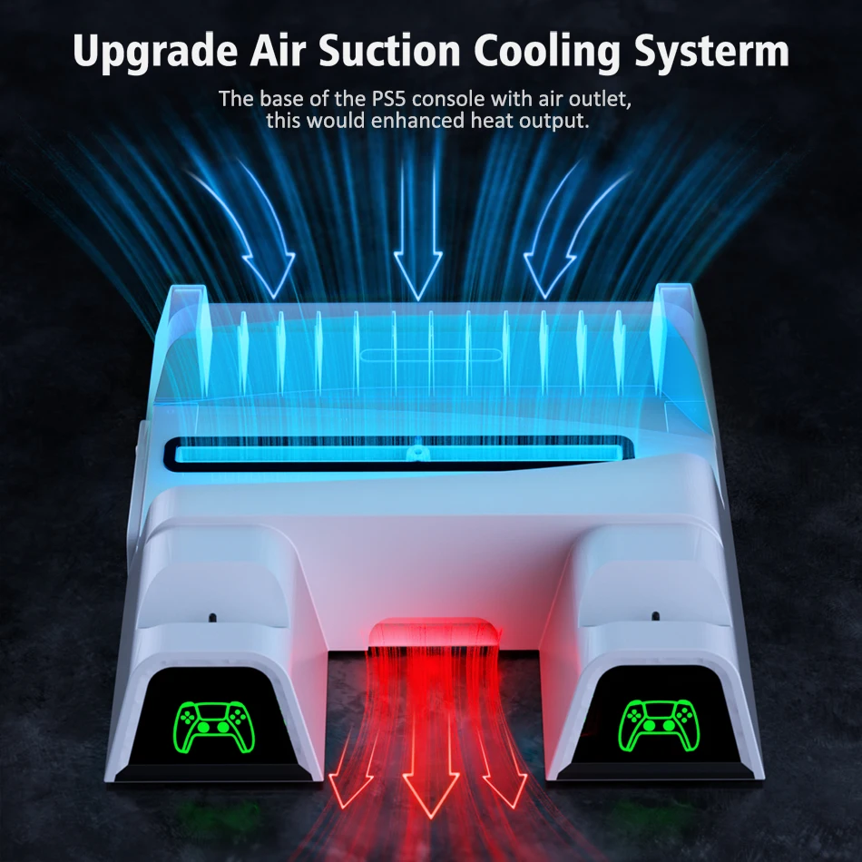 

for PS5 Dual Controller Charger Console Vertical Cooling Stand Fast Charging Station For SONY Playstation 5 Disc/Digital