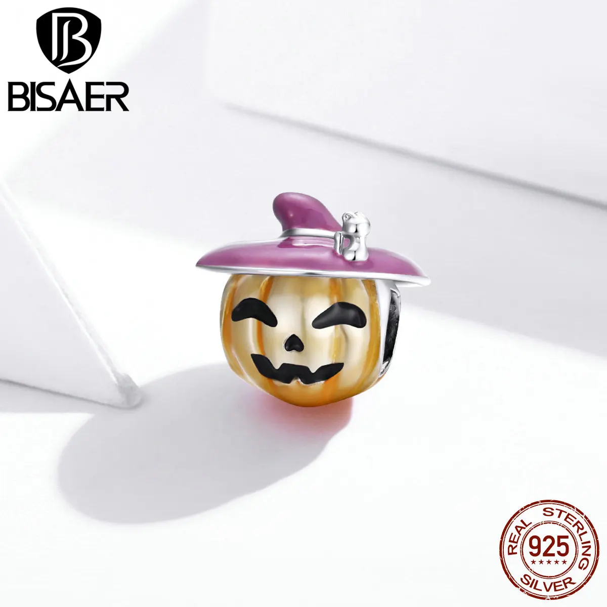 BISAER Halloween Pumpkin Charms 925 Sterling Silver Playful Pendant Beads Fit DIY Bracelet Necklace For Women Jewelry | Украшения и