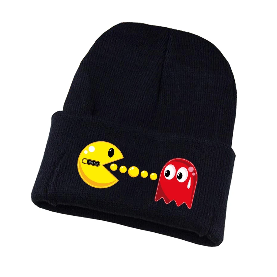 Игра Pacman вязаная шапка для косплея унисекс принт Для Взрослых Повседневная хлопковая шапка для подростков зимняя вязаная шапочка