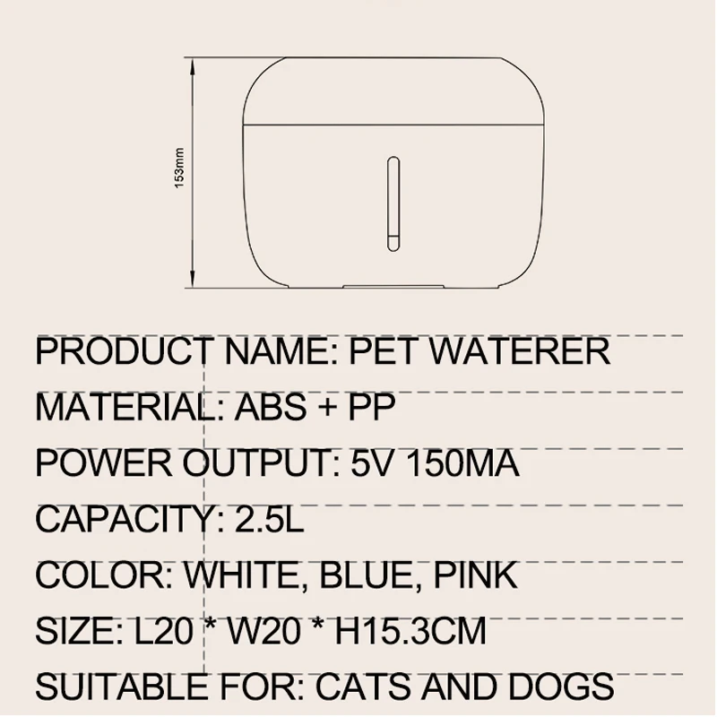 

Pet Dog Cat Fountain Drinking Fountain 2.5L Automatic Drinker water Bowl Pet Dog Cats Electric USB Dispenser With 1 Filter Box