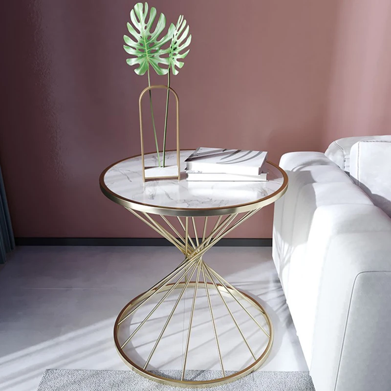 

Nordic net red creative round small coffee table simple marble sofa side bedside table light luxury corner