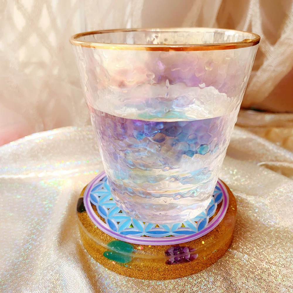 Posavasos de cristal para chakras, de color Natural Mantel Individual, campo magn&eacute;tico Anti radiaci&oacute;n, decoraci&oacute;n navide&ntilde;a para el hogar-3