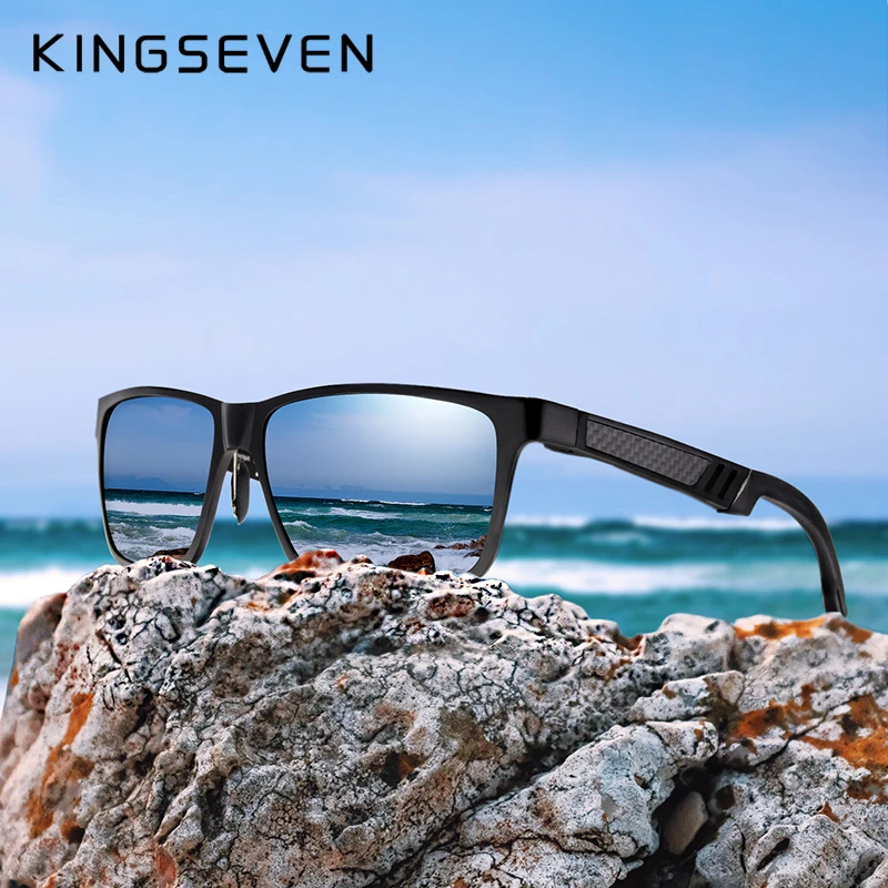 

KINGSEVEN Brand Men's Glasses Square Polarized Sunglasses UV400 Lens Eyewear Accessories Male Sun Glasses For Men/Women