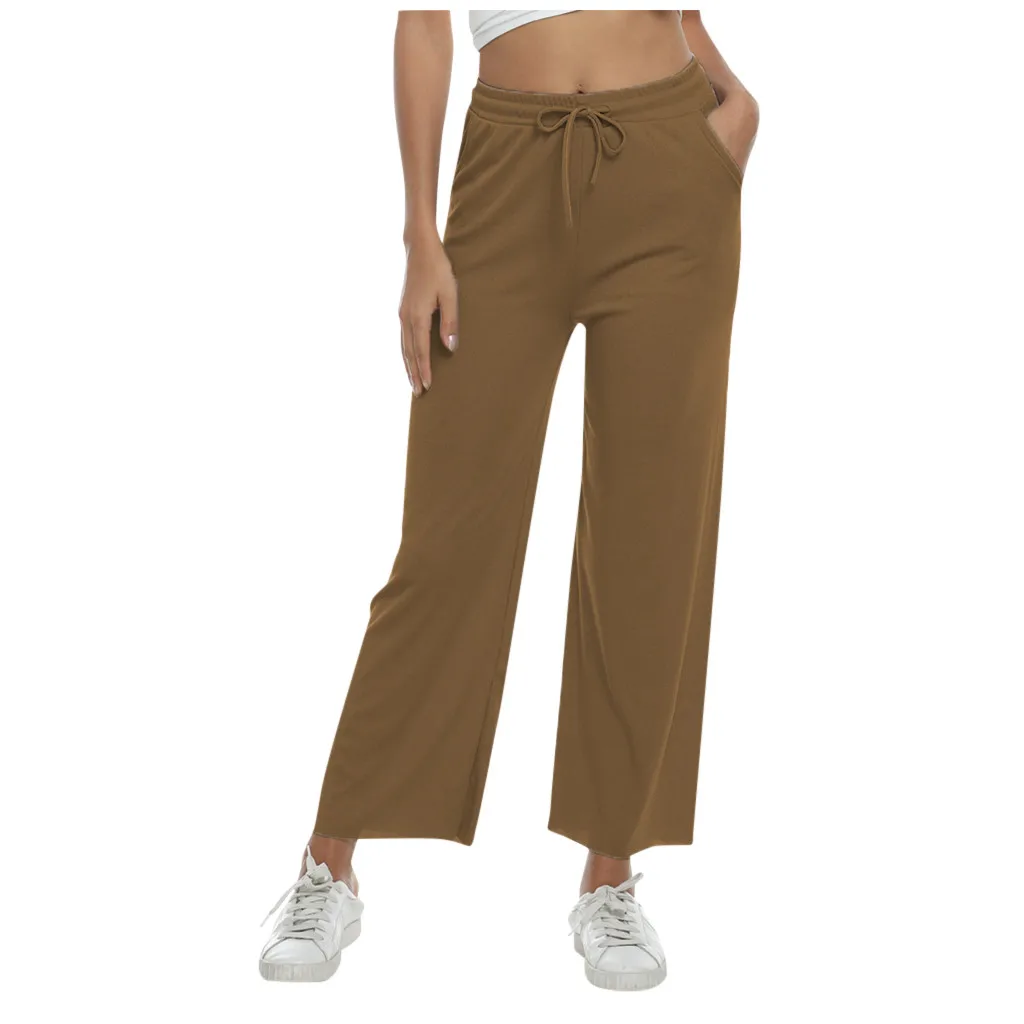 Женские летние брюки с завышенной талией и широкими штанинами повседневные