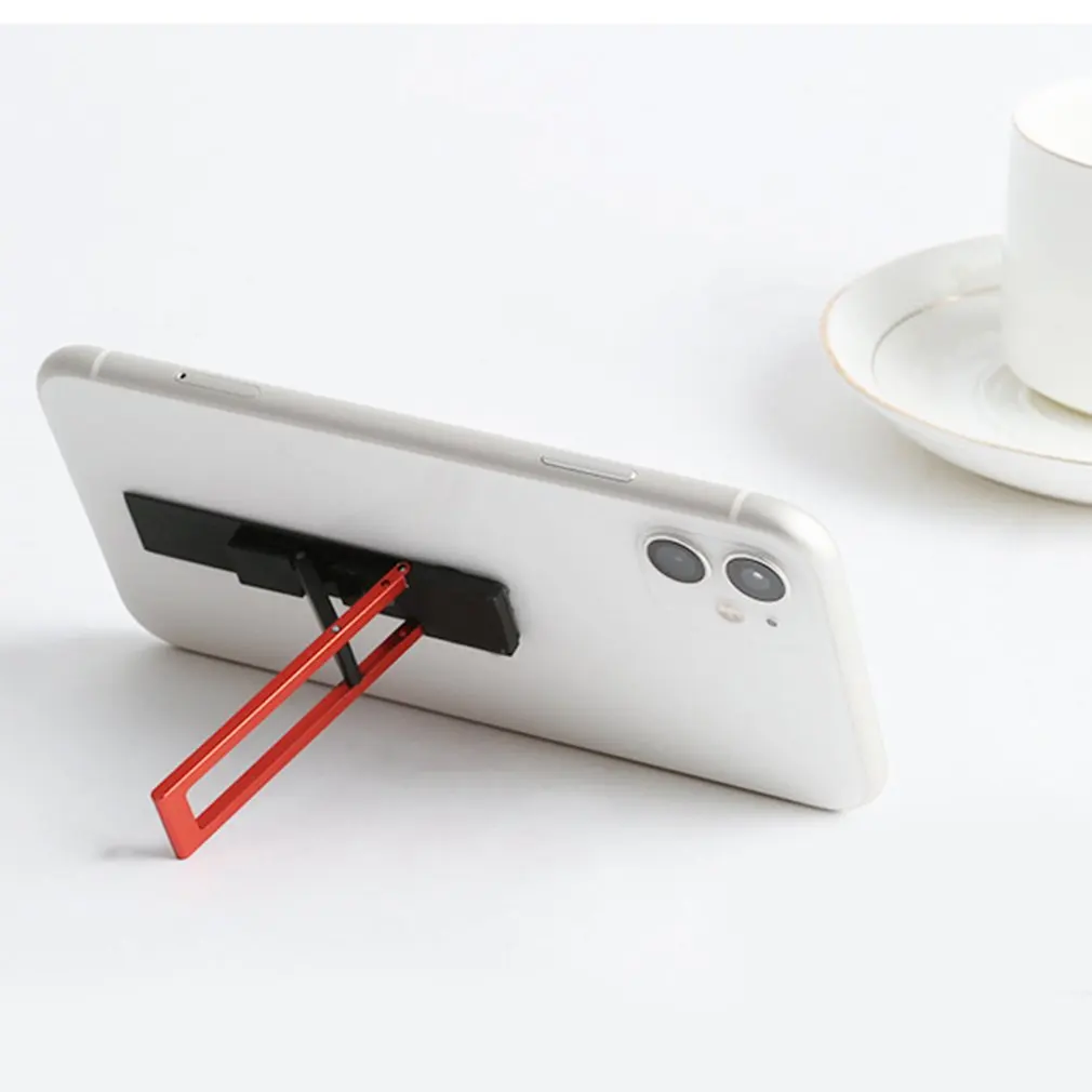 

Mini Portable Phone Grip Holder Aluminum Alloy Folding Compact Support Frame Back Shell Stick Paste Plywood Clip Bracket Stand