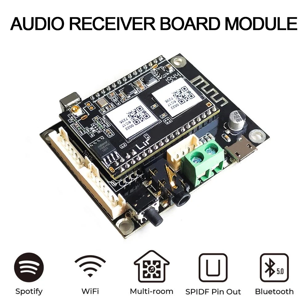 Ghtech WB05 Amp WiFi и Bluetooth 5 0 аудио приемник модуль I2S аналоговый ESS9023 выход звуковой