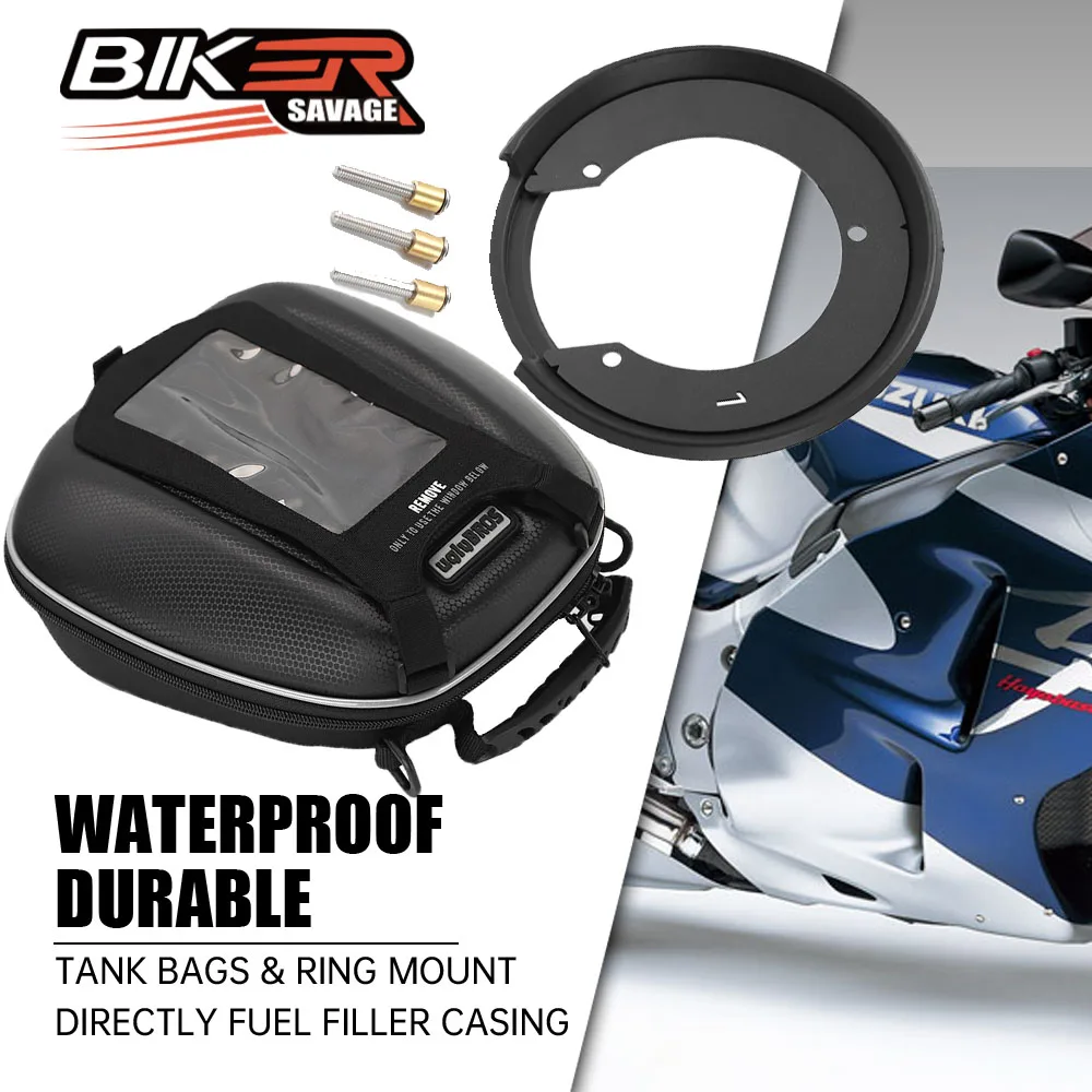 

For SUZUKI Waterproof Motorcycle Saddle Tank Bags & Ring Mount Directly Fuel Filler Casing GPS Phone Bigger Window Luggage