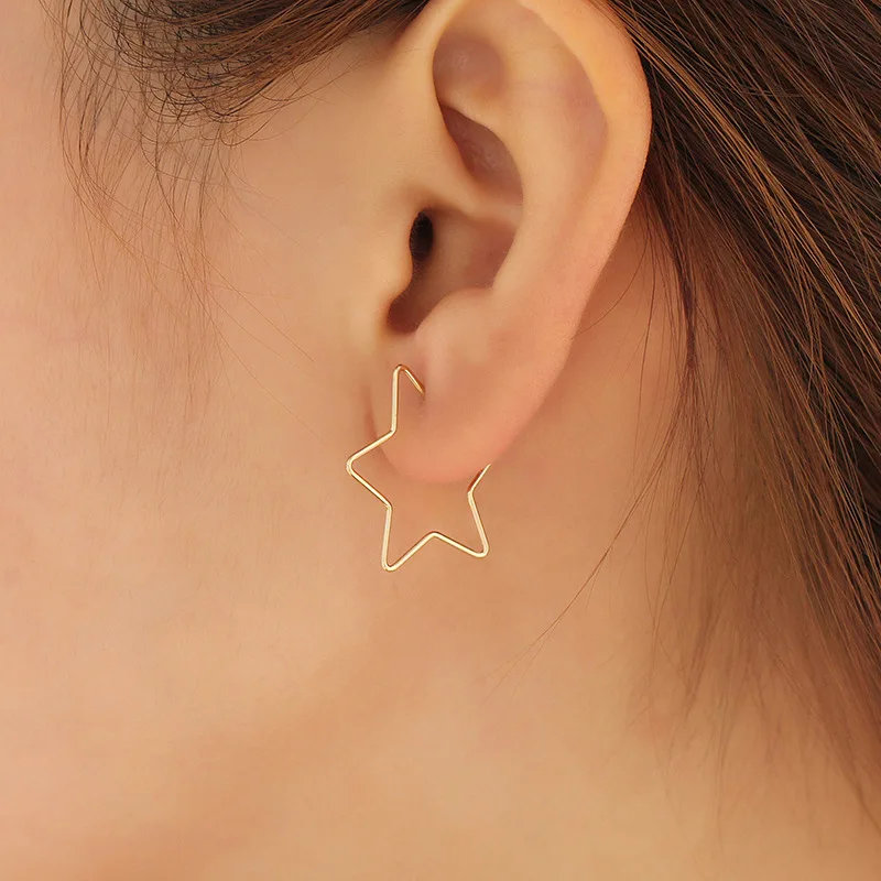 Простые серьги гвоздики в форме звезды простые медные ручной работы для женщин