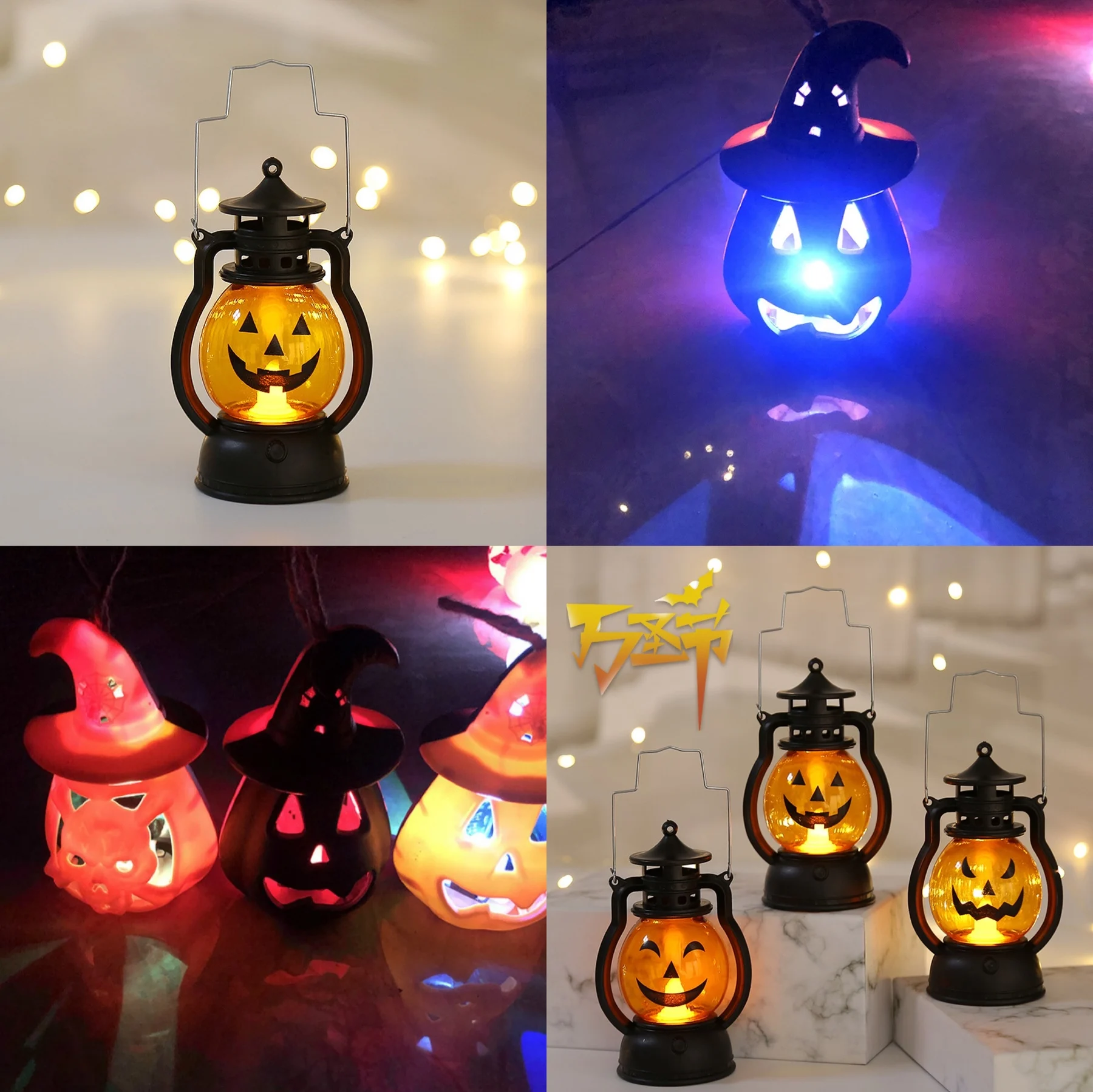 

Pumpkin Skull LED Portable Pony Lantern Halloween Decoration Prop Creative Holiday Bar Party Atmosphere Light LED Oil Lamp Prop