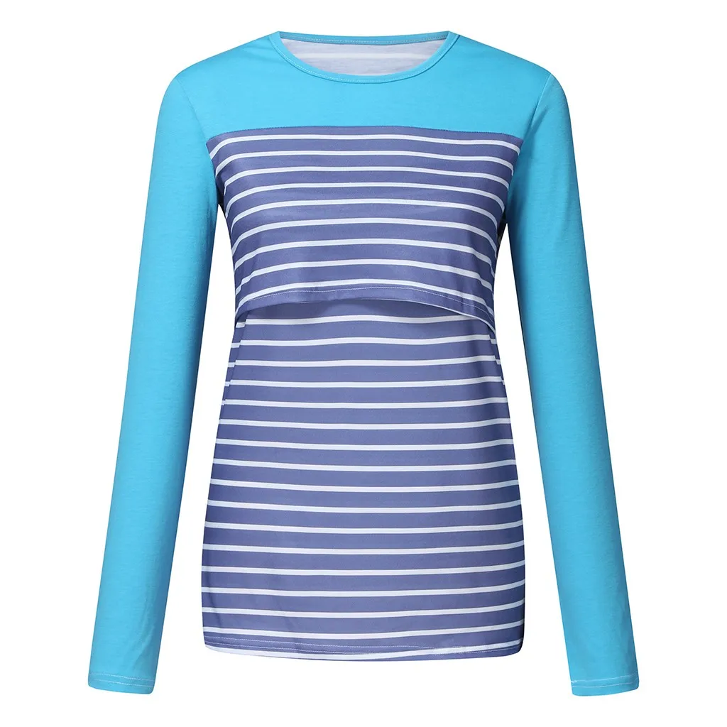 Топ для кормящих женщин с длинным рукавом в полоску грудного вскармливания